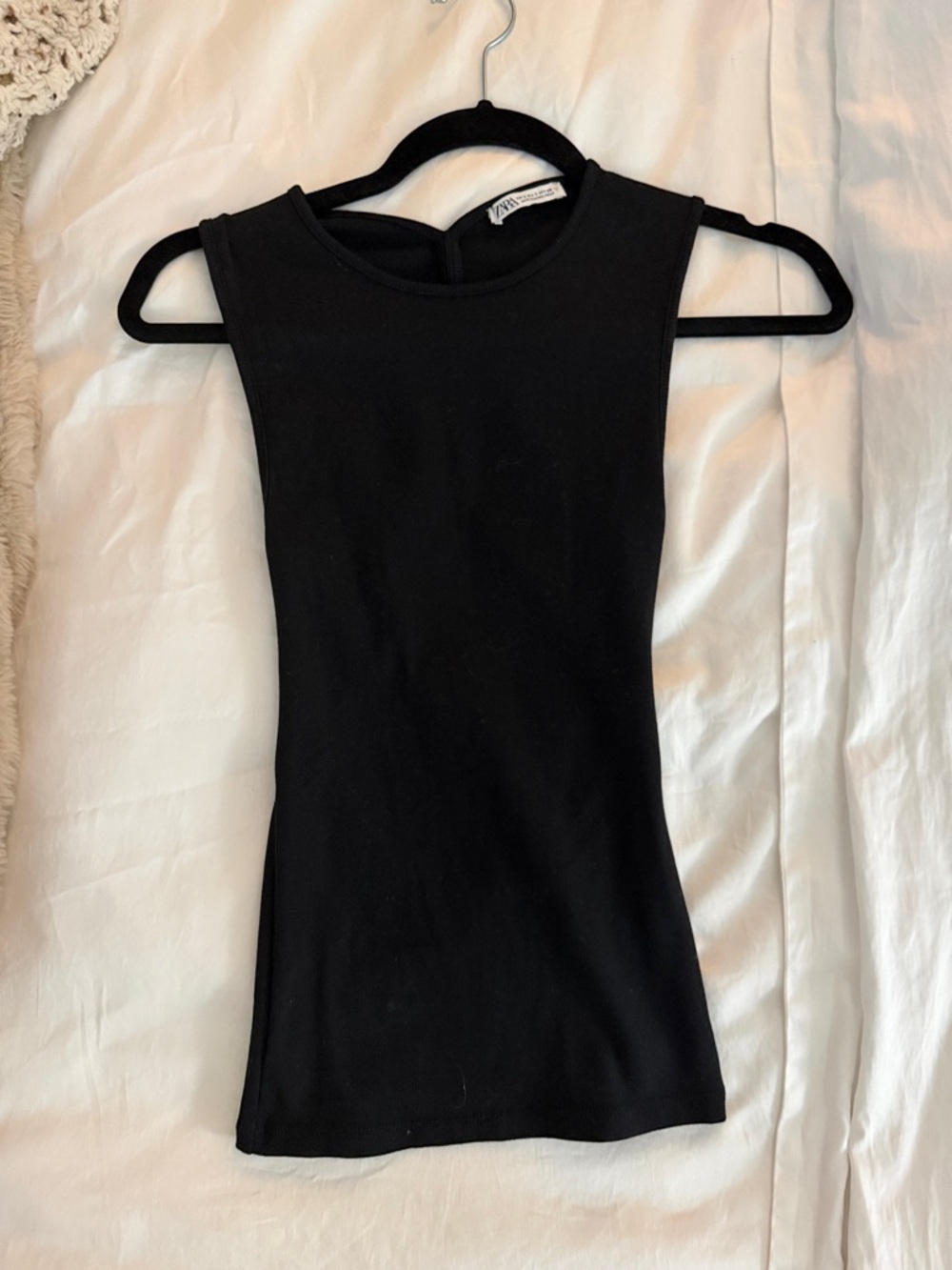Open Back Black Ribbed Tank Top - ZARA